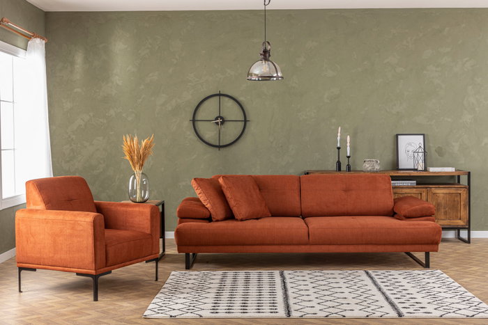 Atelier Del Sofa Sofá-cama 3 Plazas Mustang Naranja Estilo Industrial Hotelero